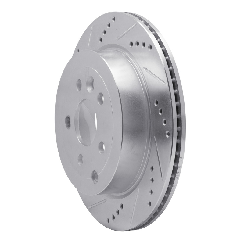 Land Rover LR2 Brake Rotor (1) - Rear Left - R1 Concepts - Drilled & Slotted - Silver - `08-`12